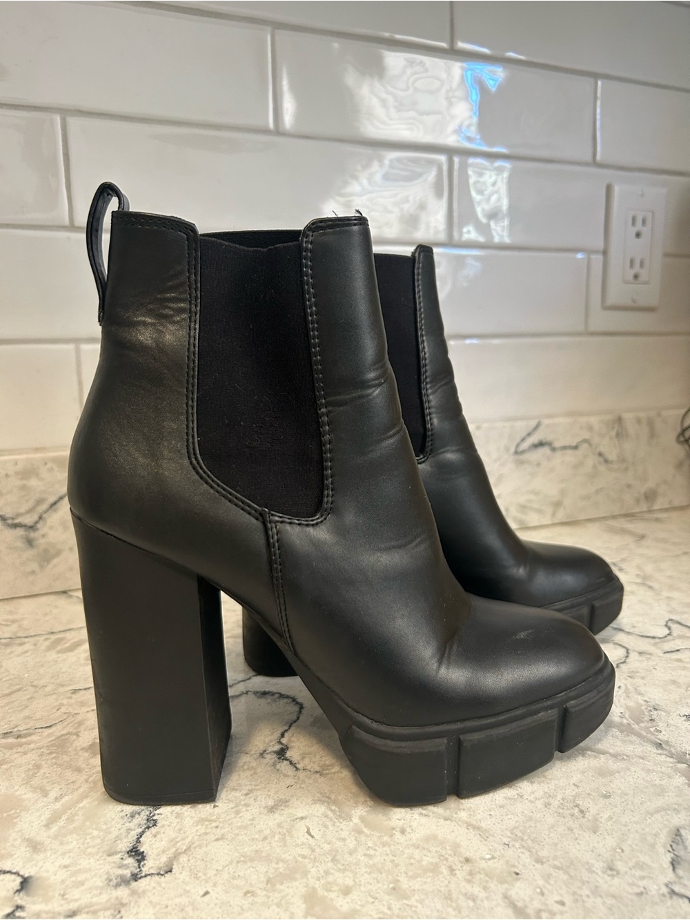 Steve Madden Black Platform Chelsea Ankle Boots